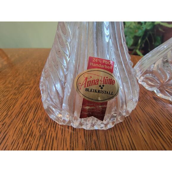 VTG Pair Anna Hutte Bleikristall Clear 24% Lead Crystal Candlesticks Germany - Picture 3 of 10